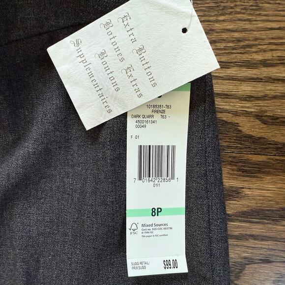 Jones NY Gray Trousers Work Pants Straight Leg Dress Pants Size 8P Corpcore NWT - Picture 9 of 9